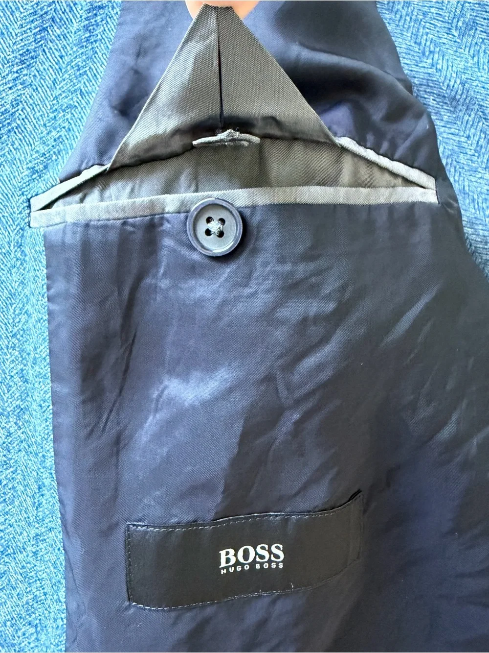 Hugo Boss Nobis Blue Herringbone Wool Blazer Sport Coat Men’s 42R